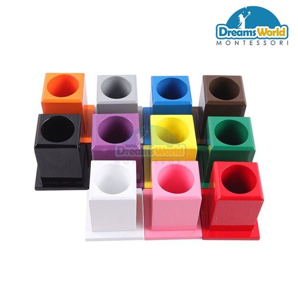  Giáo cụ Montessori - Bộ 11 ống màu đựng bút chì, bút viết - Set of 11 Colored Pencil Holders 