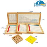  Giáo Cụ Montessori - Hộp học phép tính nhân có thẻ điều khiển và bảng - Multiplication Working Charts with frame 