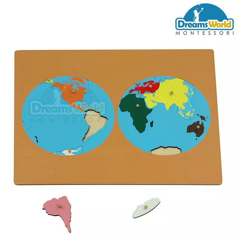  Giáo Cụ Montessori - Ghép bản đồ thế giới - Puzzle map of world part 
