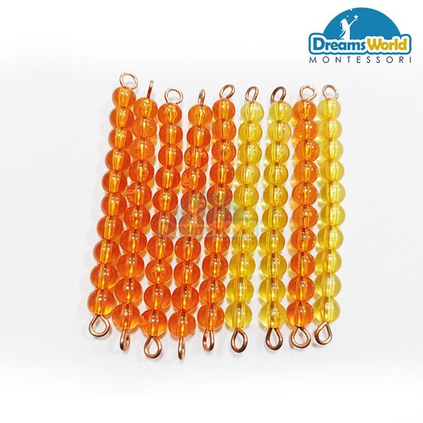  Giáo Cụ Montessori - 9 dây cườm 10 - 9 Golden Bead Bars of 10 