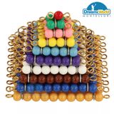  Giáo Cụ Montessori - 10 Tấm hạt cườm màu có cạnh từ 1-10 - Colored Bead Squares 