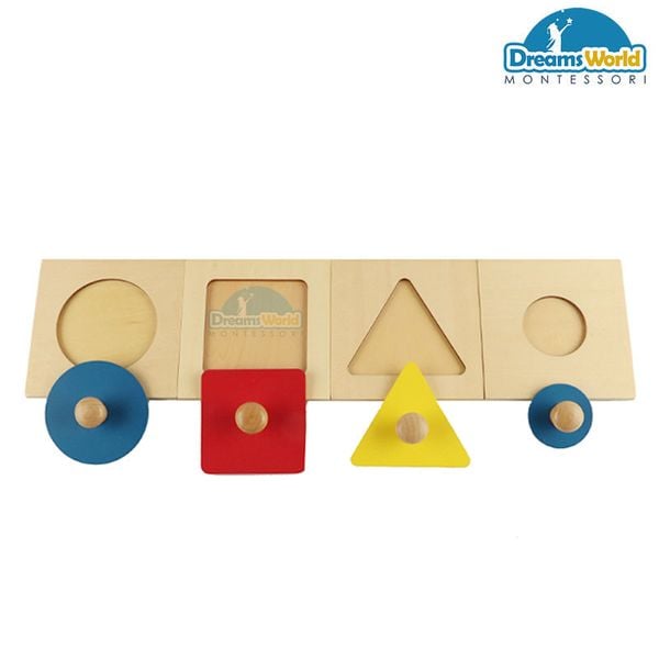  Giáo Cụ Montessori - 4 khay ghép hình riêng lẻ - Single Shape Puzzles 
