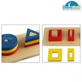  Giáo Cụ Montessori - Hình tròn, hình chữ nhật, hình tam giác, hình vuông - Circle, rectangle, triangle, square blocks 