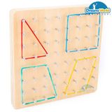  Giáo Cụ Montessori -  Bảng dây chun lớn vơi thẻ  - Large Geometric Board with cards 