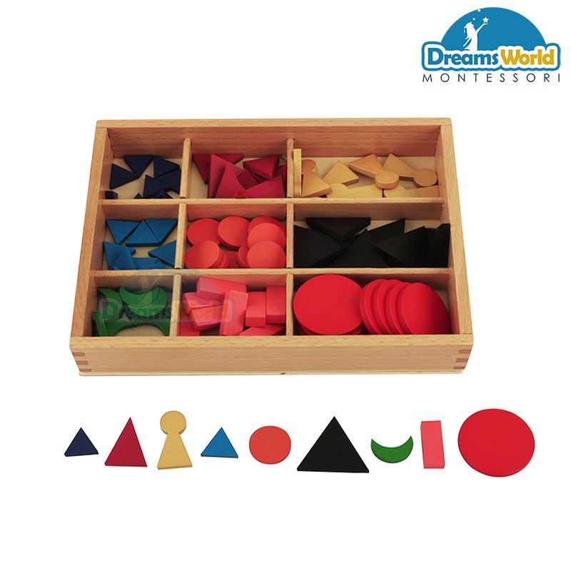  Giáo cụ Montessori - Biểu tượng ngữ pháp bằng gỗ cơ bản với  hộp - Basic Wooden Grammar Symbols with Box 