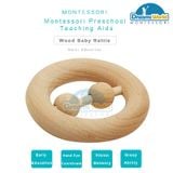  Giáo Cụ Montessori - Lắc gỗ tròn không sơn - Wooden Educational Children Toy Wood Baby 