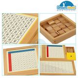  Giáo Cụ Montessori - Hộp học phép tính nhân có thẻ điều khiển và bảng - Multiplication Working Charts with frame 