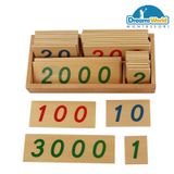  Giáo Cụ Montessori - Các thẻ số từ 1 đến 3000 cỡ nhỏ - Small Wooden Number Cards With Box (1-3000) 