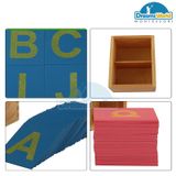  Giáo Cụ Montessori - Chữ viết thường và viết hoa tiếng Anh in nhám - Lower and Capital Case Sandpaper Letters w/ Boxes 