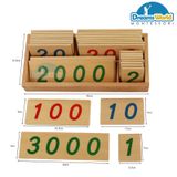  Giáo Cụ Montessori - Các thẻ số từ 1 đến 3000 cỡ lớn - Large Wooden Number Cards With Box (1-3000) 