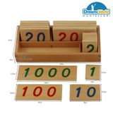  Giáo Cụ Montessori - Các thẻ số từ 1 đến 1000 cỡ nhỏ  - Small Wooden Number Cards With Box (1-1000) 