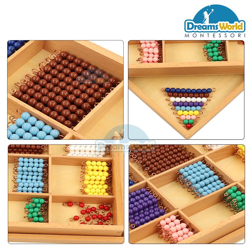  Giáo Cụ Montessori - Bảng kiểm tra chuỗi hạt màu - Checker Board Beads 