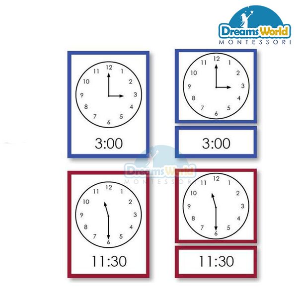  Giáo cụ Montessori - Bài tập đồng hồ với thẻ - Telling Time Card 