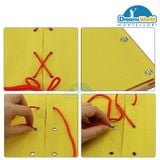  Giáo cụ Montessori - Khung dạy nhận biết xỏ, thắt dây - Lacing Dressing Frame 