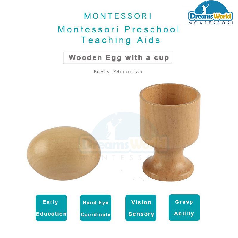 Giáo Cụ Montessori - Quả trứng gỗ và chiếc cốc - Wooden Egg with a cup 