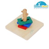  Giáo Cụ Montessori - Cọc xâu lỗ 2 : có răng cưa  - Triangle Twist & Sort 