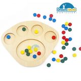  Giáo cụ Montessori - Khay xu hình bàn chân - wooden sorting tray with circle compartments 