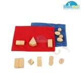  Giáo cụ Montessori - Túi bí mật chứa các loại hình khác nhau - Mystery Bag 3: Diff shape & size 