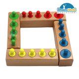  Giáo cụ Montessori - Khối trụ có núm mini có màu - Mini color Cylinder Blocks Beechwood 