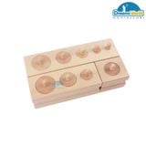  Giáo cụ Montessori - Bộ khối trụ có núm 1-3-5 - Cylinder blocks 1-3-5 – beechwood 