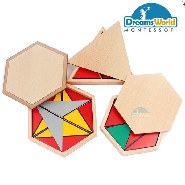  Giáo cụ Montessori-Hộp Tạo hình từ tam giác - Constructive Triangles With 5 Boxes 
