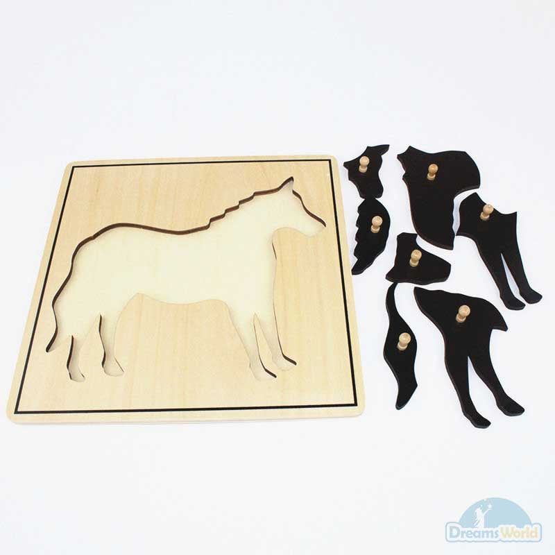  Giáo cụ Montessori - Tranh ghép sinh học hình con ngựa - Horse puzzle 