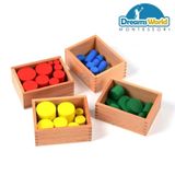  Giáo Cụ Montessori - Trụ Không Núm - Knobless Cylinders Beechwood 