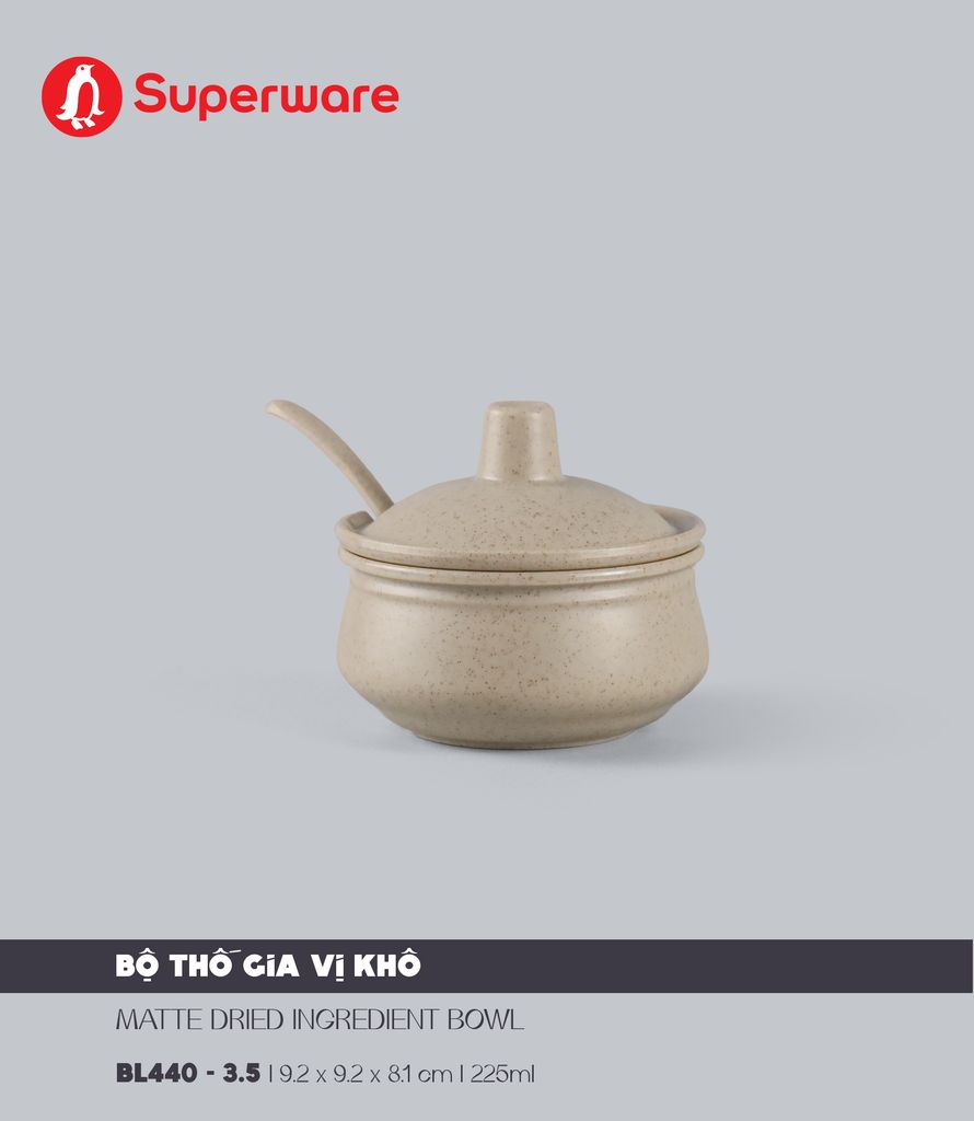 Bộ Thố Gia Vị Khô Có Nắp Và Muỗng Nhám 3.5