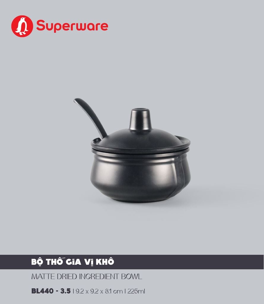 Bộ Thố Gia Vị Khô Có Nắp Và Muỗng Nhám 3.5