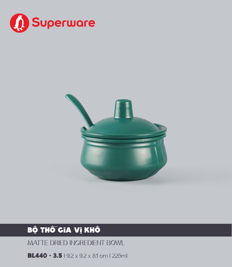 Bộ Thố Gia Vị Khô Có Nắp Và Muỗng Nhám 3.5