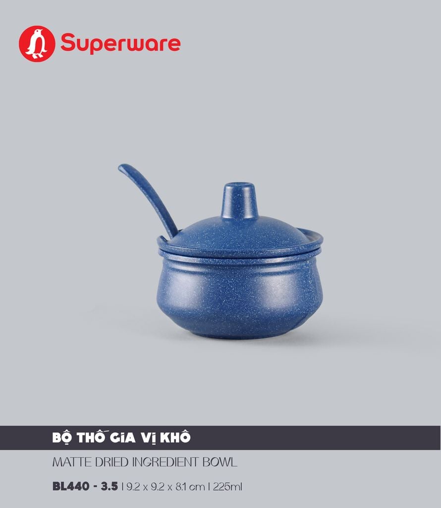 Matte Dried Ingredient Bowl With Lid and Spoon 3.5