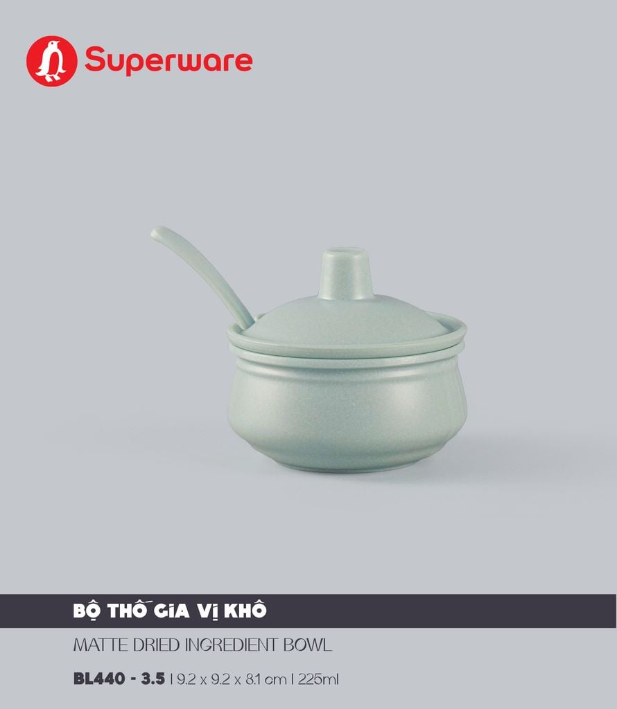 Matte Dried Ingredient Bowl With Lid and Spoon 3.5