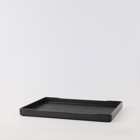 Wood texture rectangle blurry matte tray 9.6