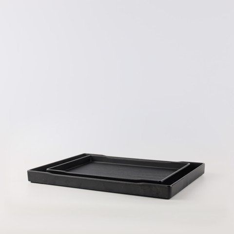 Wood texture rectangle blurry matte tray 9.6