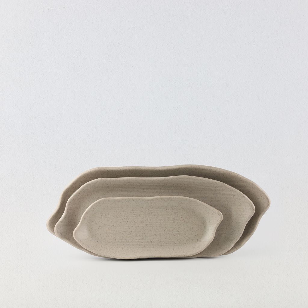 Dĩa Oval Cách Điệu Nhám 8.5