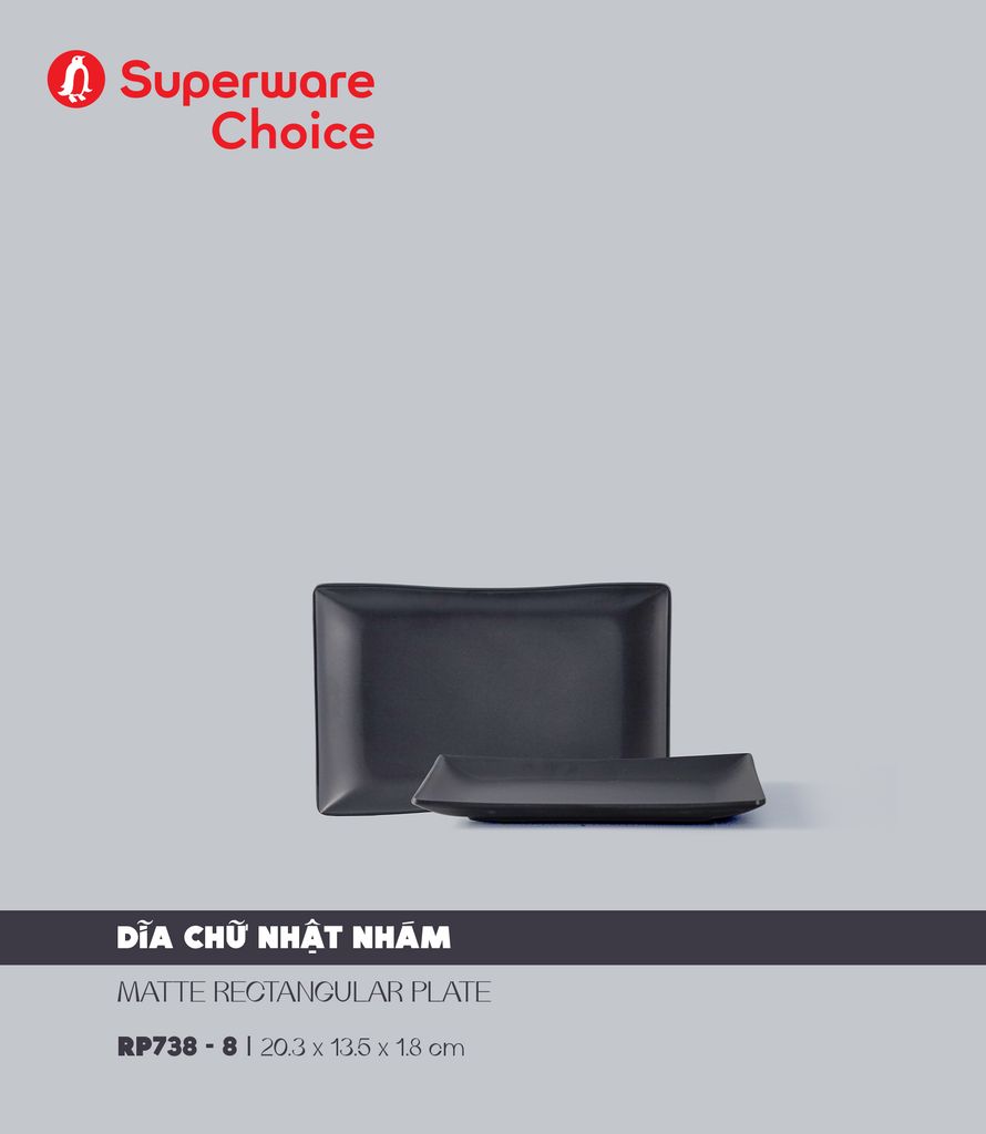Dĩa Chữ Nhật Nhám 8