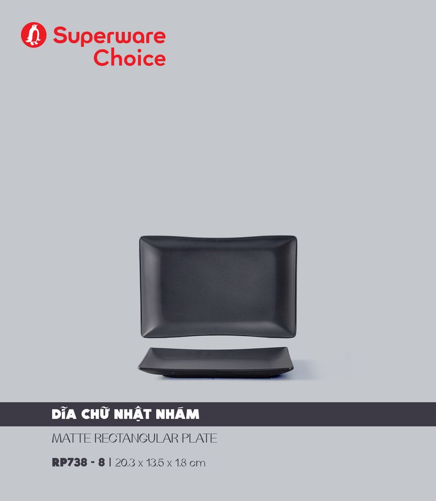 Dĩa Chữ Nhật Nhám 8