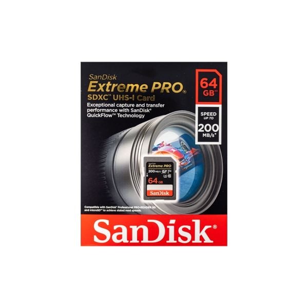 Thẻ nhớ SanDisk SD64GB 200Mb/s V30 Extreme Pro - Chính hãng 