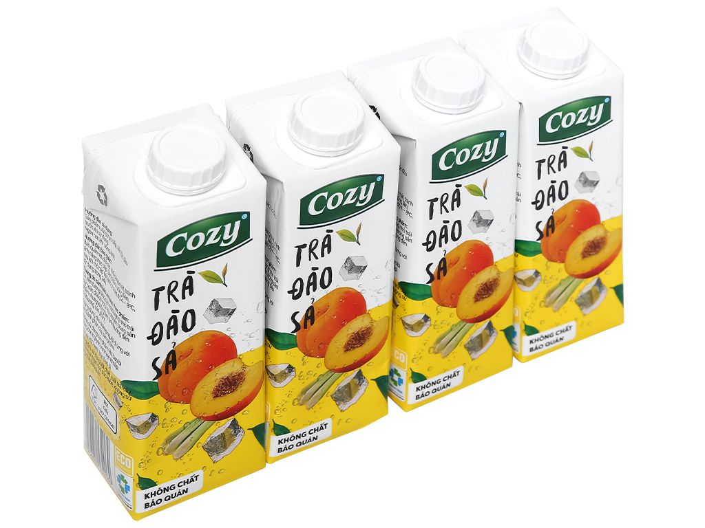  Lốc 4 hộp Trà đào sả COZY 225ml 