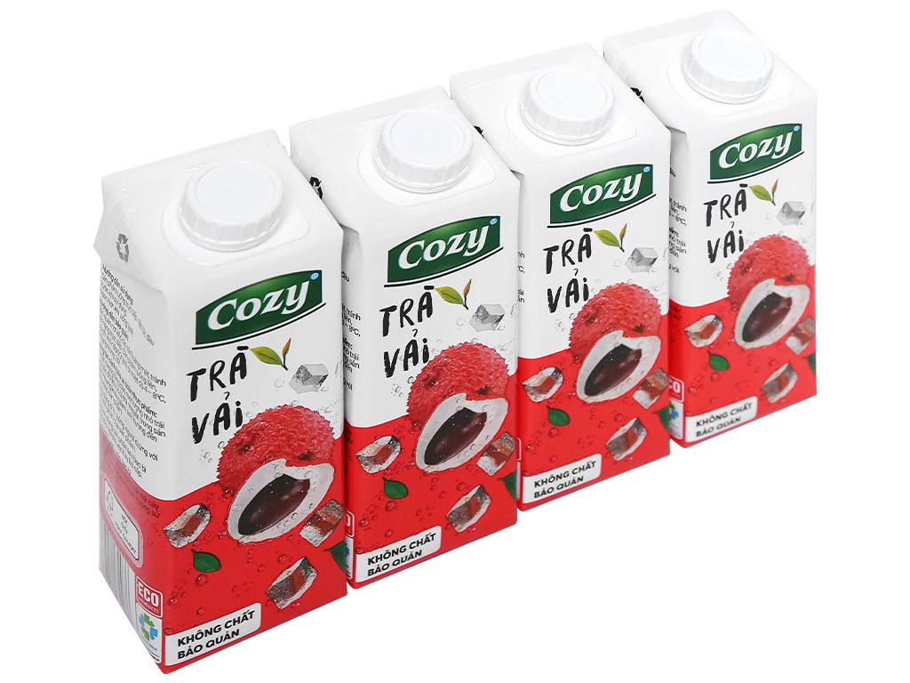  Lốc 4 hộp Trà vải COZY 225ml 