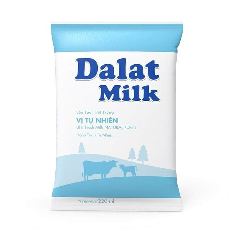  Sữa tươi tiệt trùng Dalatmilk Vị tự nhiên túi 220ml 