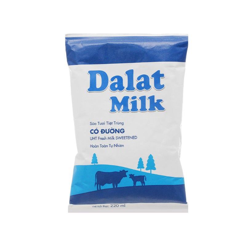  Sữa tươi tiệt trùng Dalatmilk có đường túi 220ml 