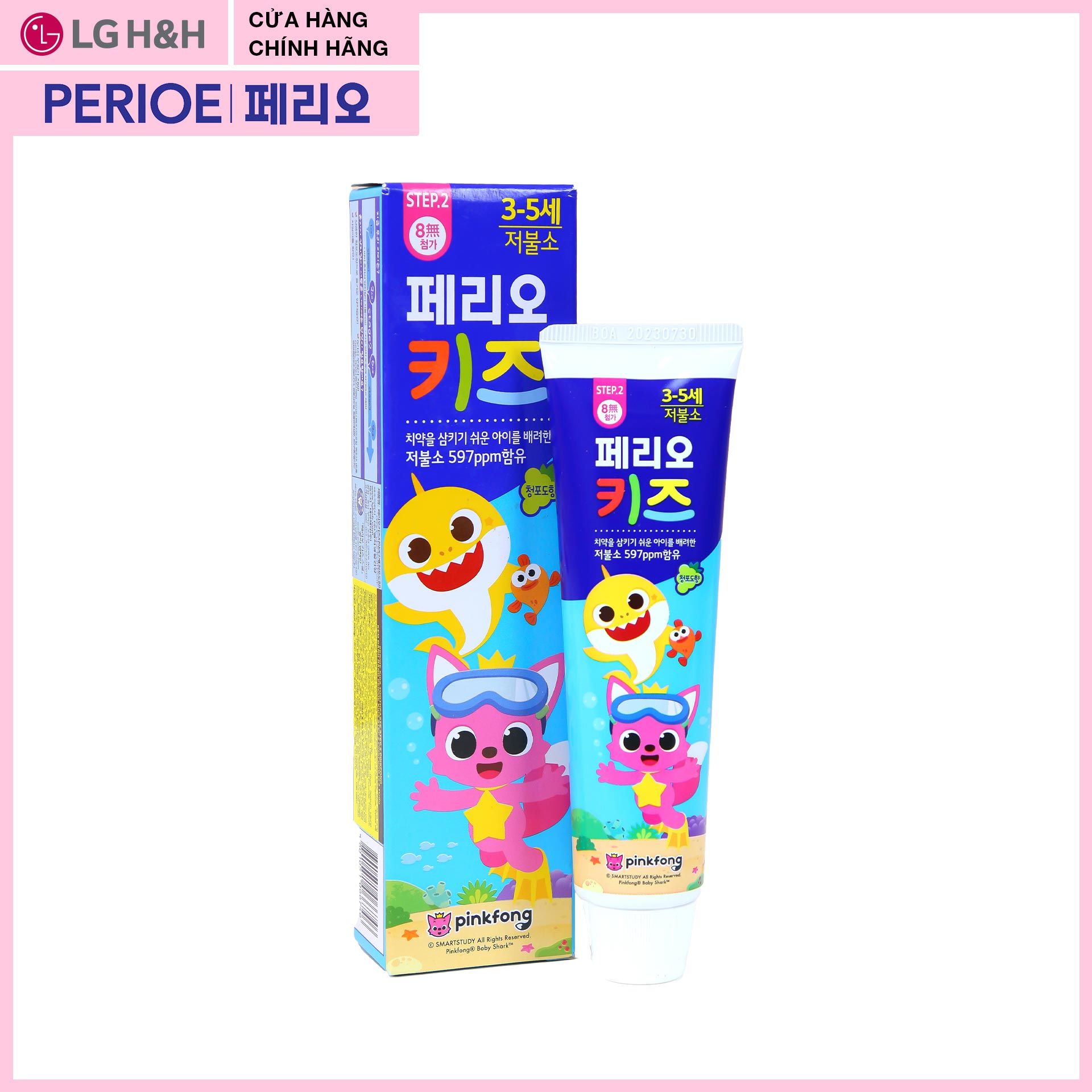  Kem đánh răng Perioe kids step 2 pinkfong 3-5 tuổi 75g 