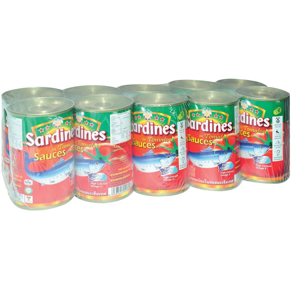  Lốc 10 hộp cá xốt cà Sardines 155g 