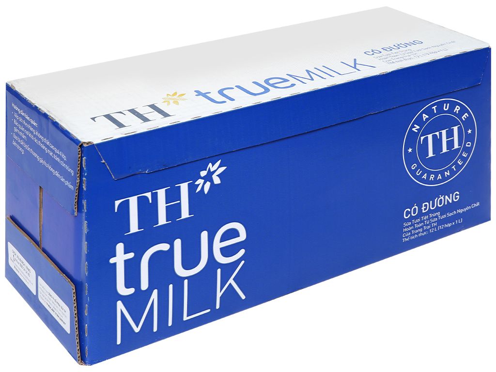  Thùng 12 hộp Sữa tươi tiệt trùng TH có đường 1L 