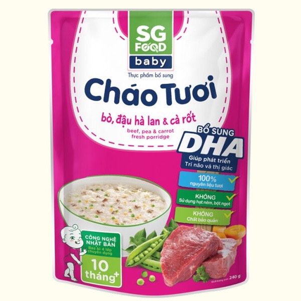  Cháo tươi baby bò đậu Hà Lan, cà rốt 