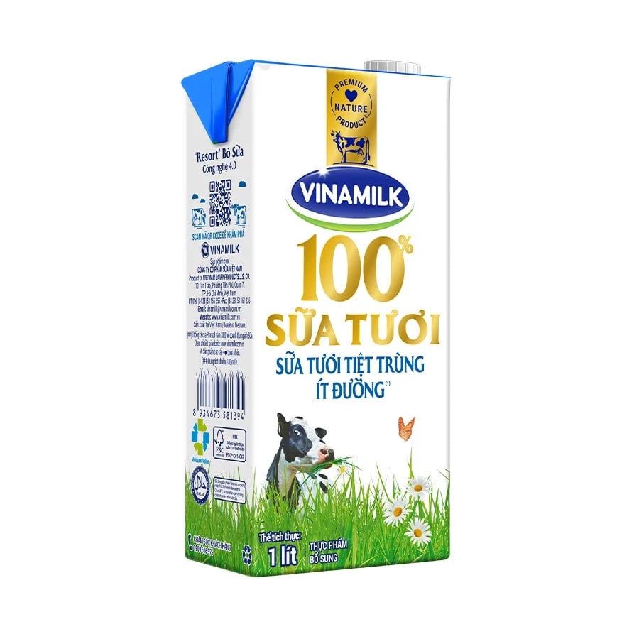  Sữa tươi tiệt trùng Vinamilk ít đường 1L 