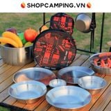  Bộ chén đĩa Inox xếp gọn Coolcamp 12 món dành cho cắm trại dã ngoại 