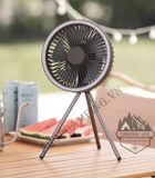  Quạt treo lều, quạt tích điện đa năng có đèn led 3 chân để bàn, hẹn giờ tiện dụng 