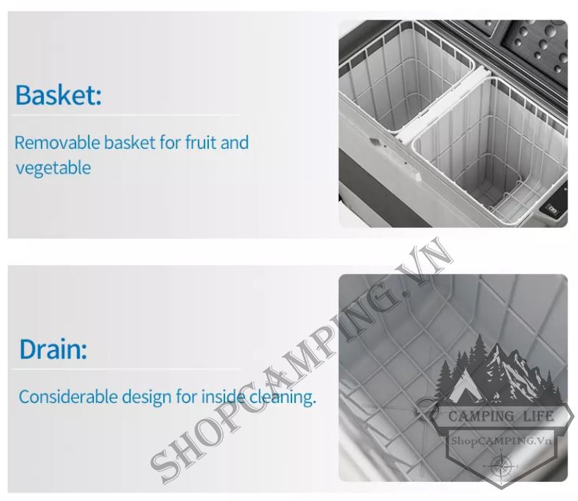  Tủ lạnh T60 60 Lít Alpicool 2 ngăn riêng biệt, tủ lạnh xe hơi, tủ lạnh trong nhà tiện lợi [CHÍNH HÃNG] 